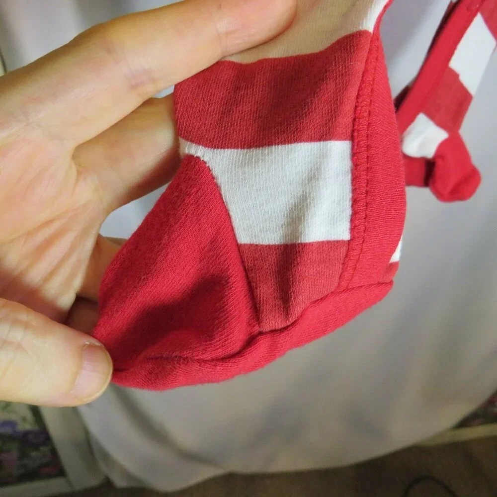 Baby my first Christmas red and white striped footed bodysuit w bib 2pcs